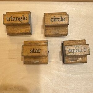Rare 80s SHAPES WOODEN Set (4) STAMPS